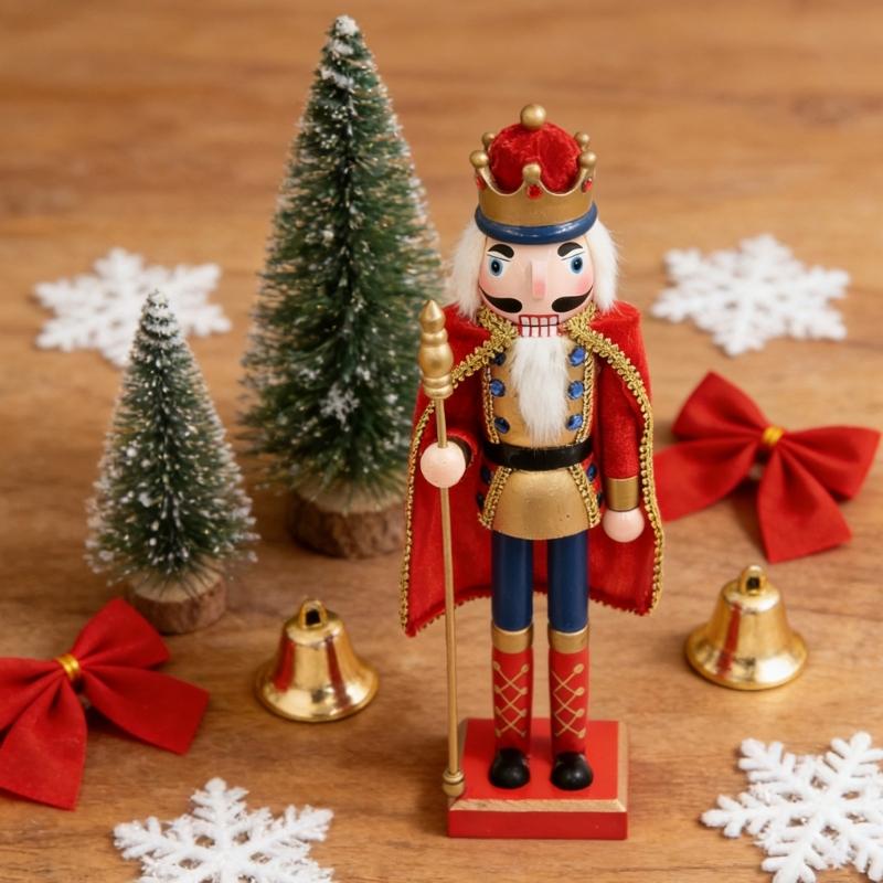 Christmas Nutcrackers Ornament Small Wooden Soldier Christmas Decorations Nutcrackers Figure Ornament for Table Shelf