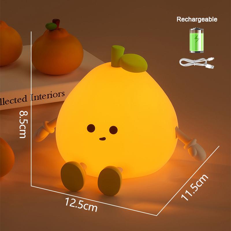 USB Rechargeable Night Light Orange Silicone Night Lights Touch Sensor Bedroom Bedside Cat Lamp With Remote For Kids Baby Gift