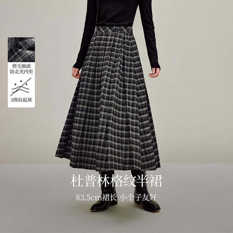 INMAN Women s Vintage Plaid Pleated A-Line Skirt M