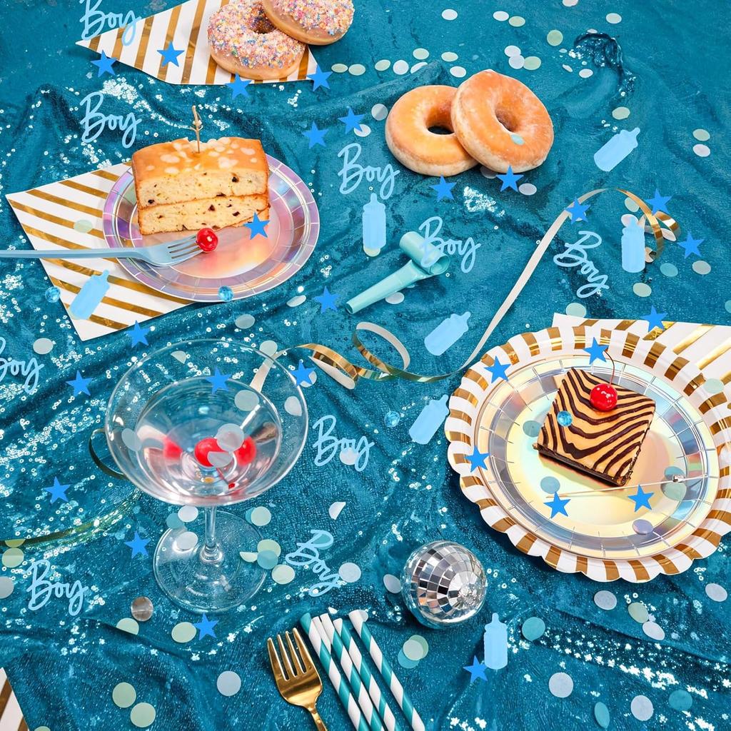 1000 Pcs Baby Shower Confetti Baby Shower Decorations Boy Rhinestones Stars Baby-Bottles Blue Table Confetti Sprinkle Decorations Gender Reveal Party