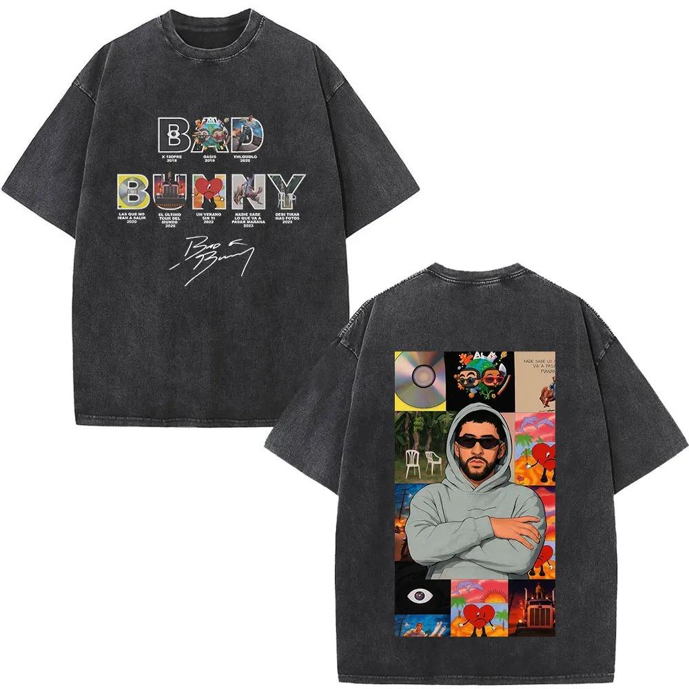 Camiseta Negra Oversize Lavada Vintage "DTMF World Tour Colombia" de Bad Bunny | Camiseta Streetwear Unisex para Fan de la Música Latina