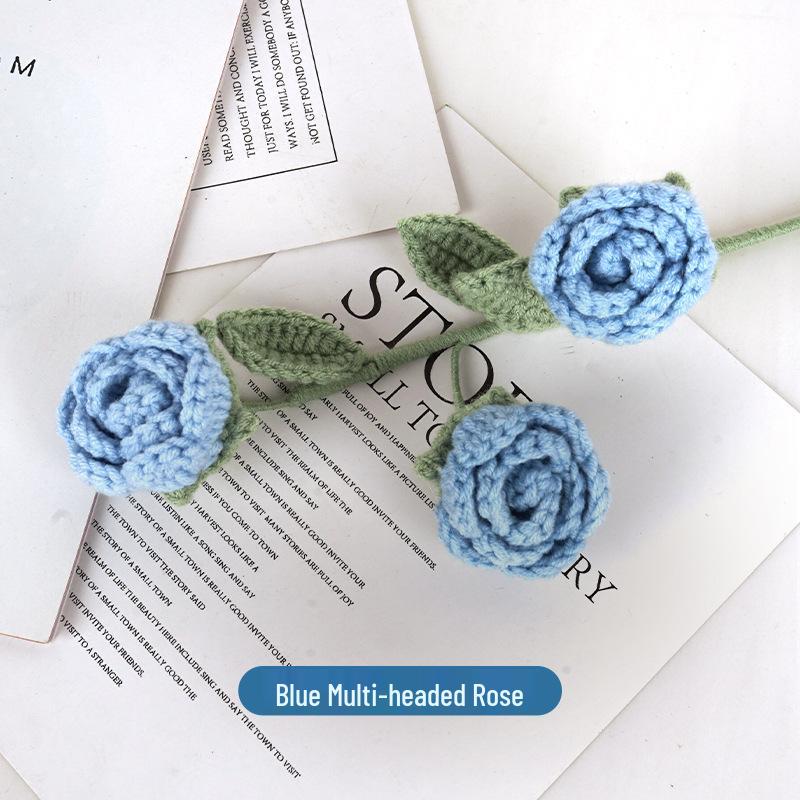 Hand-Knitted Multi-Headed Wool Rose - Qixi Festival Creative Gift Simulation for Birthdays