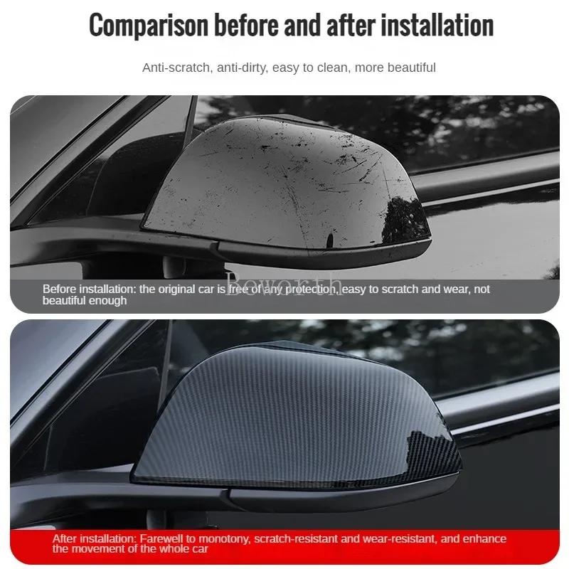 For Tesla Model 3 Highland 2025 Rear View Mirror Cover Carbon Fiber ABS Decorative Shell Exterior Accessories Side Door Rearview