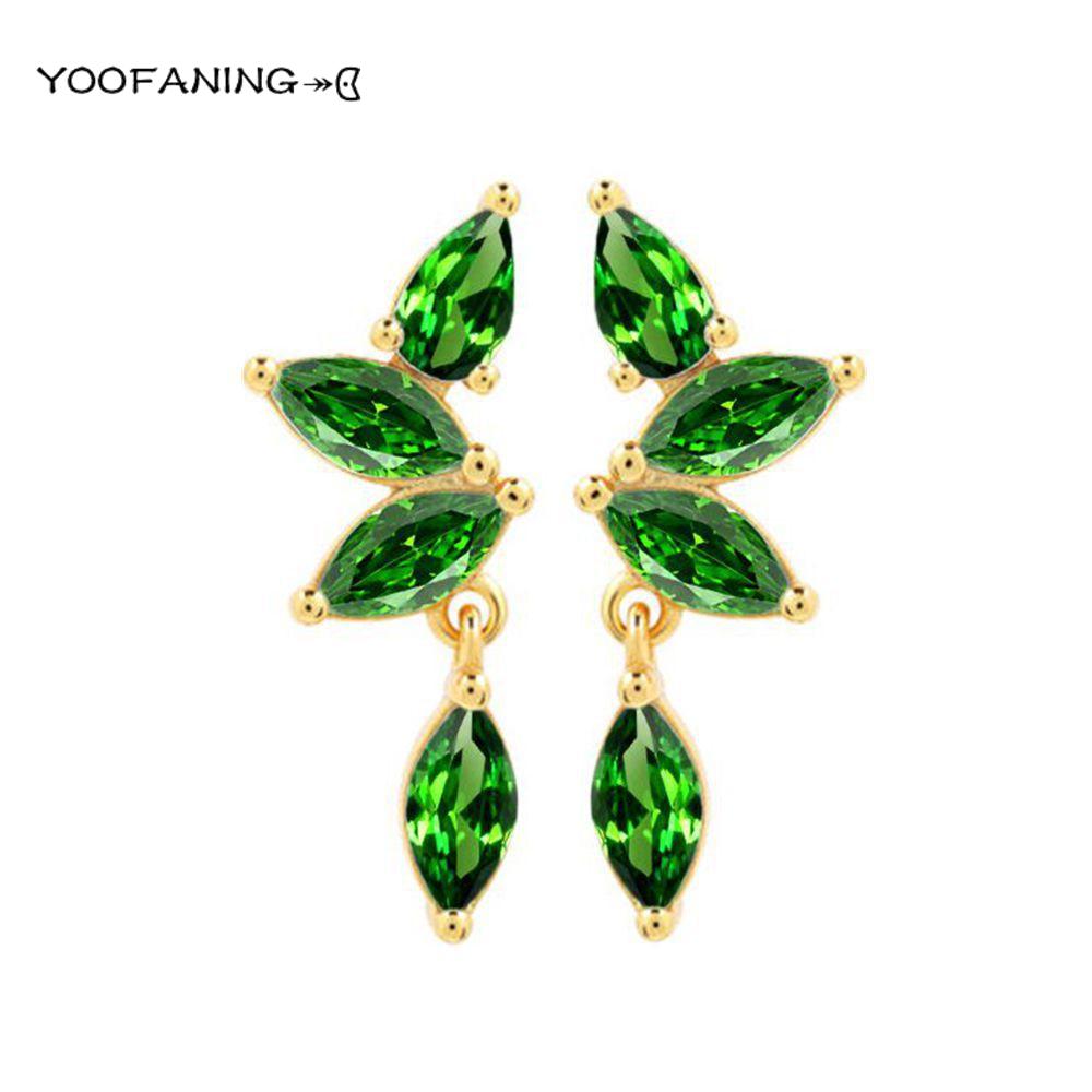925 Silver Ear Needle High Luxury Earrings Colored Zircon Leaf Tassel Design Exquisiteearrings for women Jewelry Party