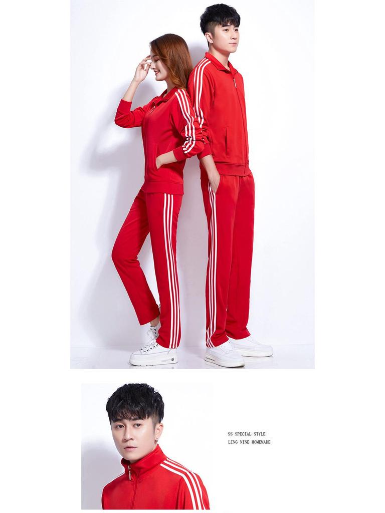 Men's Youth Stand-up Collar Sports Casual Set - Spring/Autumn Dance Team Uniform