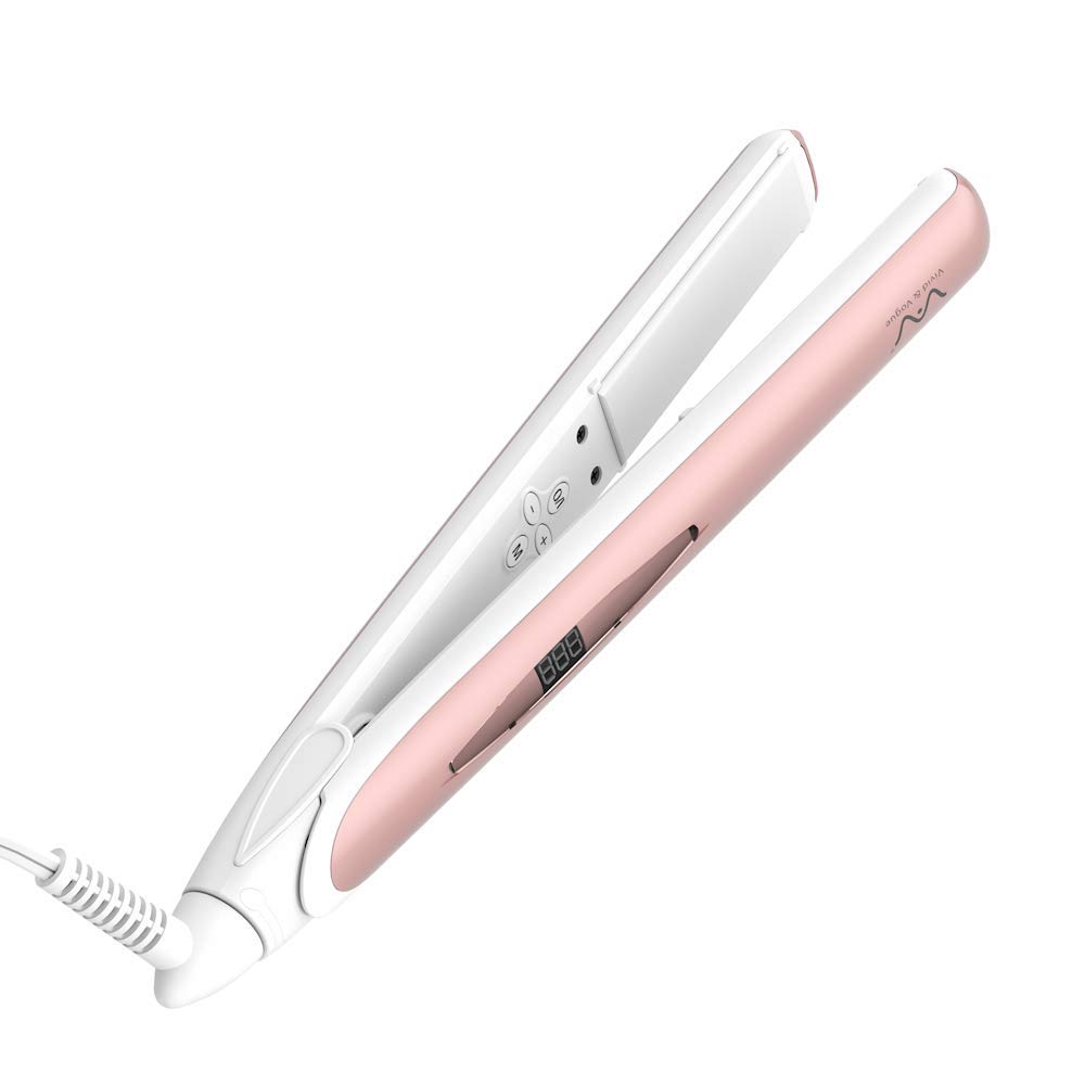 VAV Hair Iron Professional Specification 140~230℃ Straight & Curling Iron Popular 140~230℃ Digital Button Type (Pink)