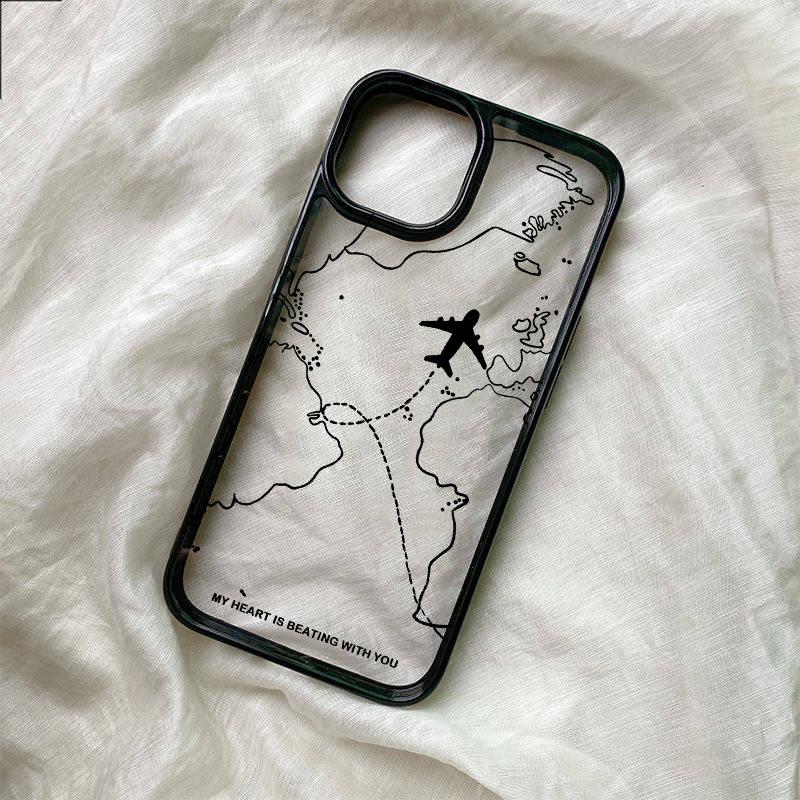 New Travel-nspired Airplane Route Design Phone Case For iPhone 16 15 14 13 12 11 Pro Max Mini 7 8 Plus X XR XS shockproof Cover