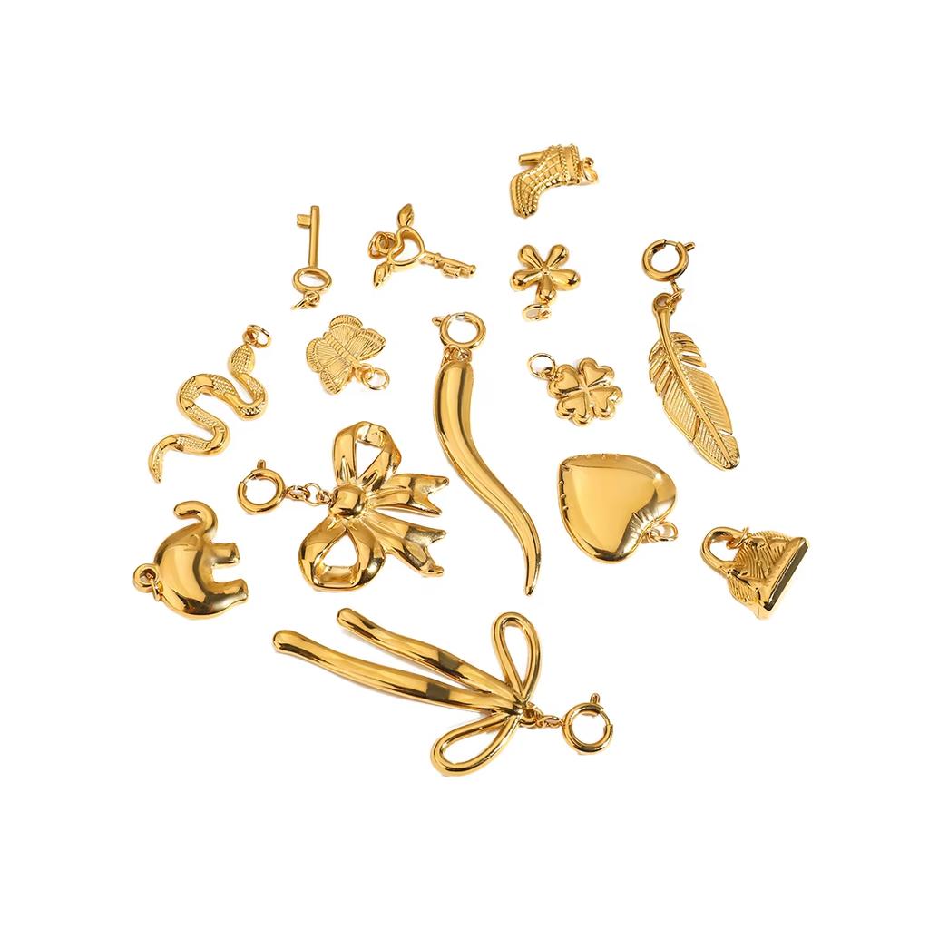 Factory Direct Sale 18K Gold Plated Charms Cubic Zirconia Paved Bowknot Pendant High Quality Bow Knot Charms for Jewelry Making