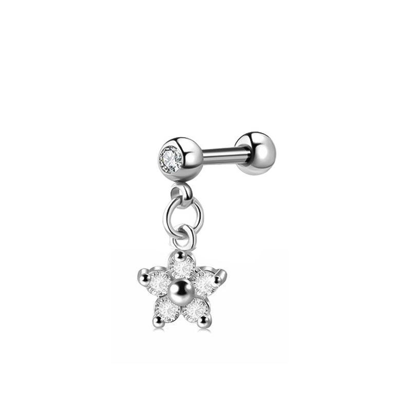 Stainless Steel Zirconia Barbell Cartilage Earrings with Devil Studs, In Stock