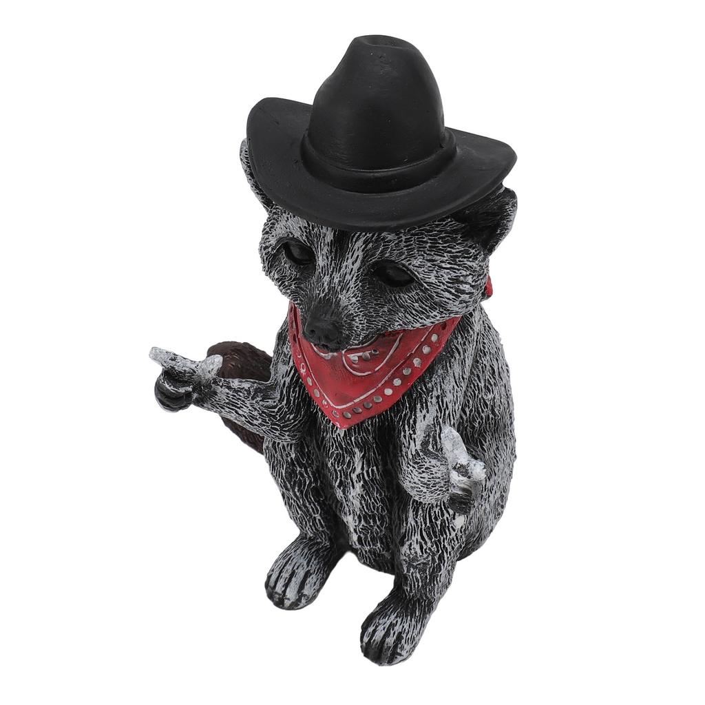 Raccoon Figurine Funny Lifelike Decorative Resin Wild Animal Statue Ornament for Desk Bookshelf