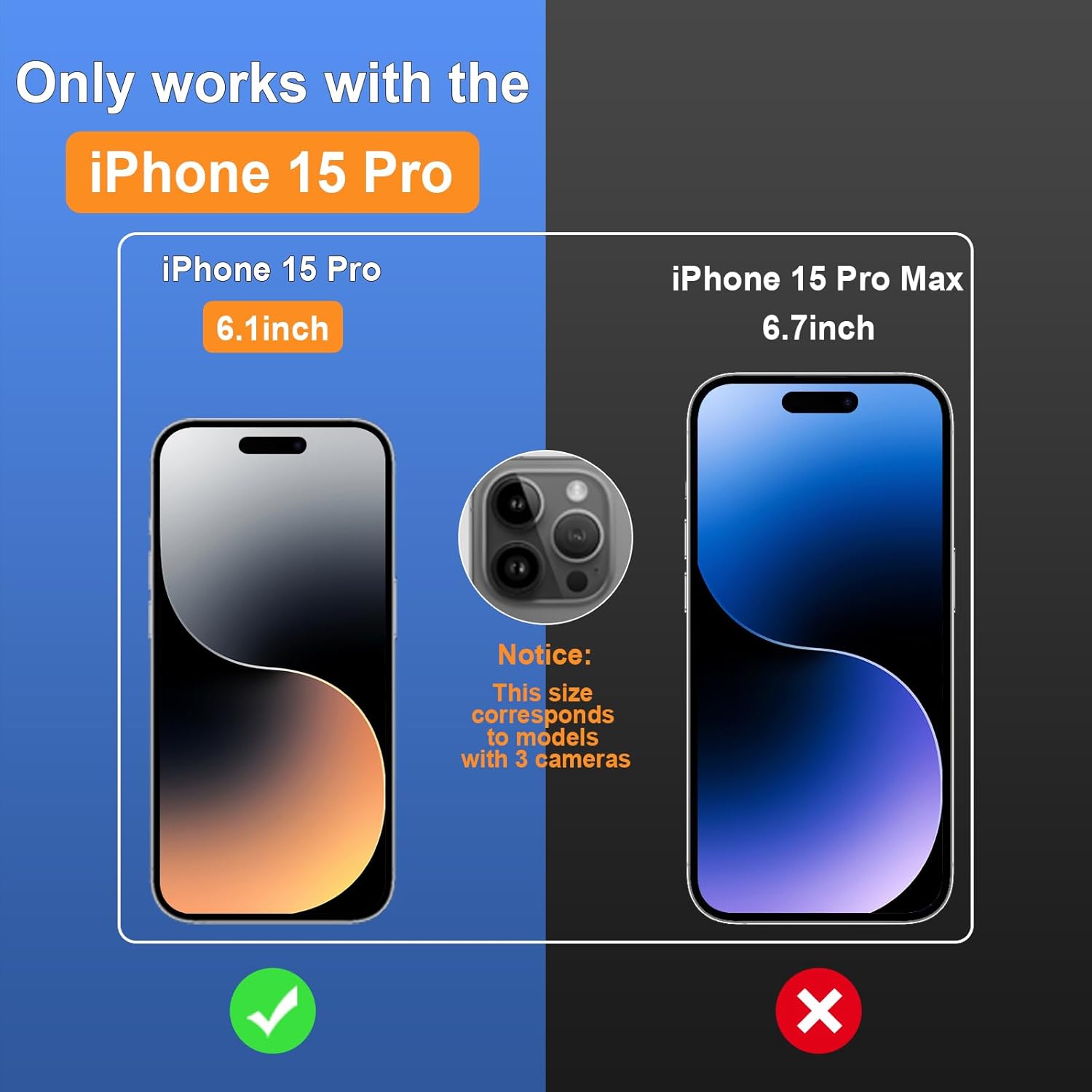 для iPhone 15 Pro 6.1 Матовое защитное стекло для экрана с защитой от подглядывания и защитой объектива камеры, полное покрытие, антибликовое, закаленное стекло
