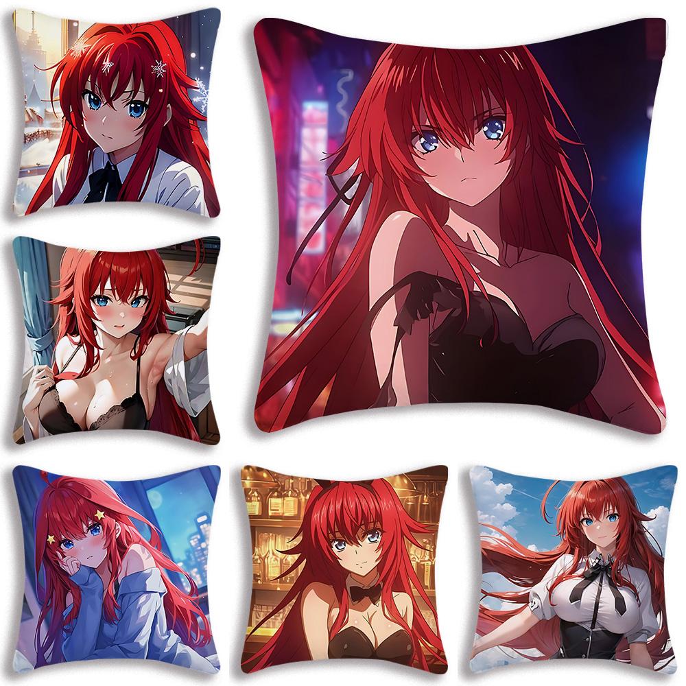 R-Rias G-Gremory Pillow Covers Cartoon Sofa Decorative Home Double-Sided Printing Short Plush Cute Cushion Cover