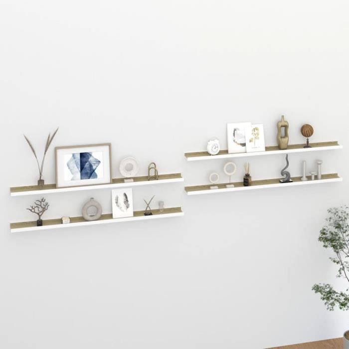 VidaXL Wall Shelves 4 Pcs White and Sonoma Oak 115x9x3 Cm