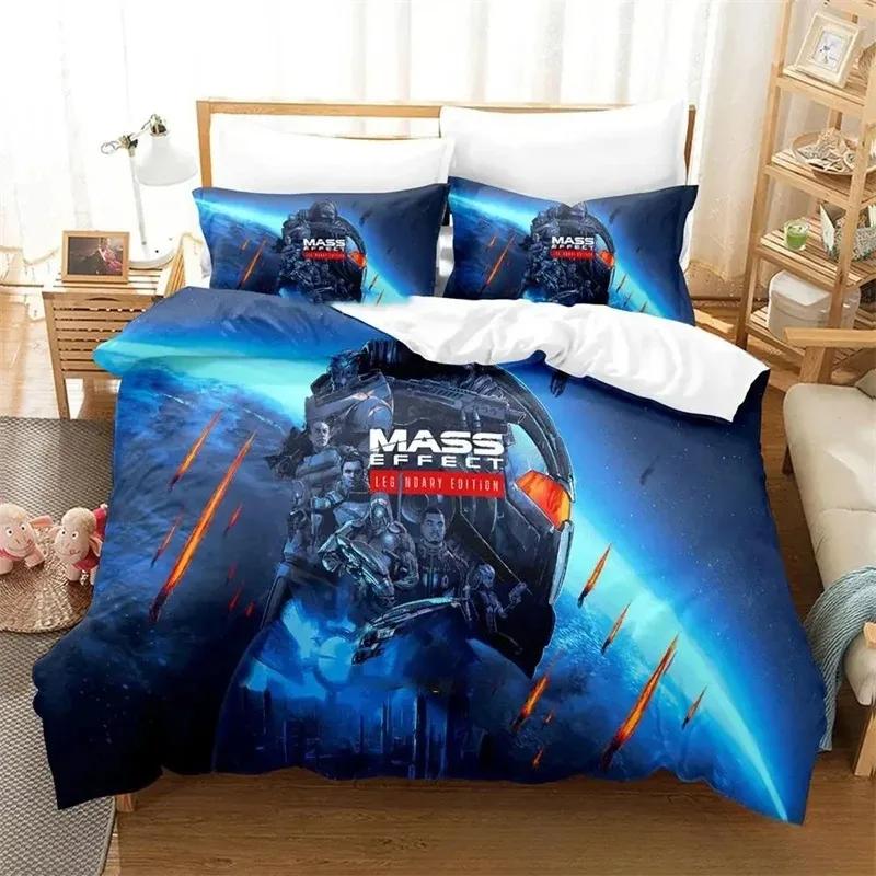 3D Print Spel Mass Effect Comfortabele Dekbed Dekbedovertrek Kussensloop Beddengoed Set Kinderkamer Decoratie Huis Textiel