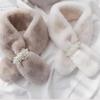 Korean Style Thickened Warm Plush Pearl Scarf - Autumn & Winter Cross Neck Warmer for Girls