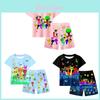 Conjunto de Pijama de Verano con Estampado Sprunki para Niños y Niñas de Algodón Casual Dibujos Animados Traje de Dos Piezas para Estar en Casa para Niños