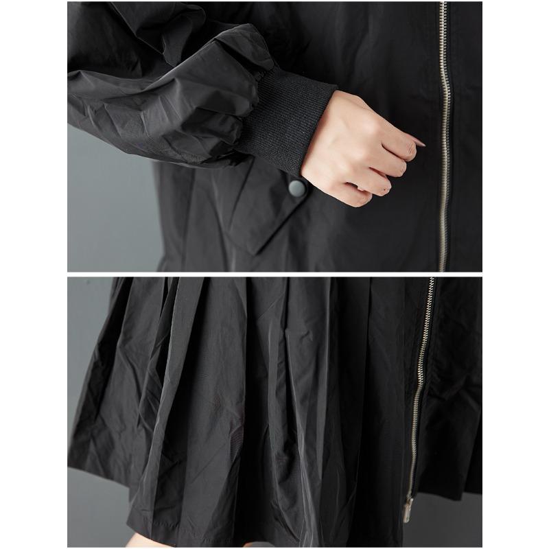 DIMANAF 2025 Plus Size Autumn Winter Plus Size Women Jackets Coat Long Sleeve Casual Loose Outerwear Black Zipper