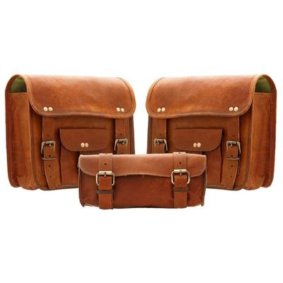 Taška Kožená Combo Taška na sedlo na motocykle Tašky Tašky na náradie Batožina Bočná Hnedá