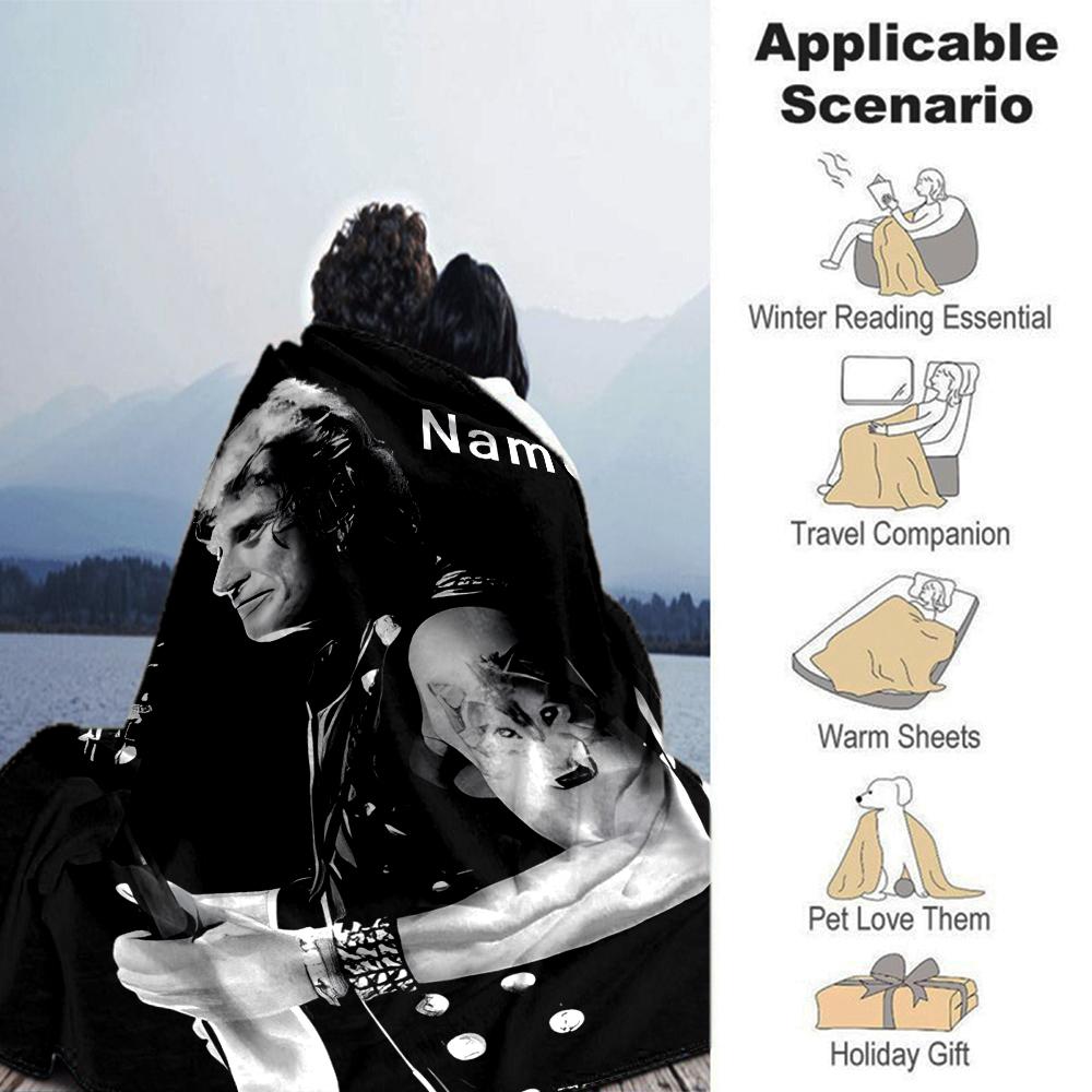 Customiz Name Personality Johnny Hallyday Blanket Soft &Warm Sofa Office Bed Travel Lunch Break Blanket, Gift Suitable All Seasons