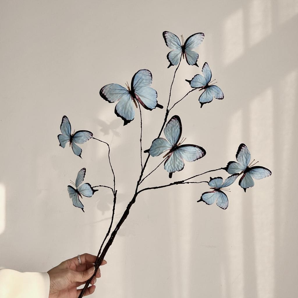 3D Printed Butterfly & Withered Branch Floral Art Ornament | Monet Garden-Inspired Artificial Flower Arrangement Decor