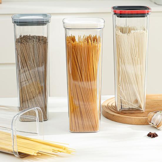 Úložný box na těstoviny s víkem Průhledná vzduchotěsná nádoba na potraviny Nádoba na špagety pro těstoviny, obiloviny, svačiny Organizace kuchyňské skříňky spíže
