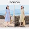 Xiangying Women's V-Neck Puff Sleeve Dress