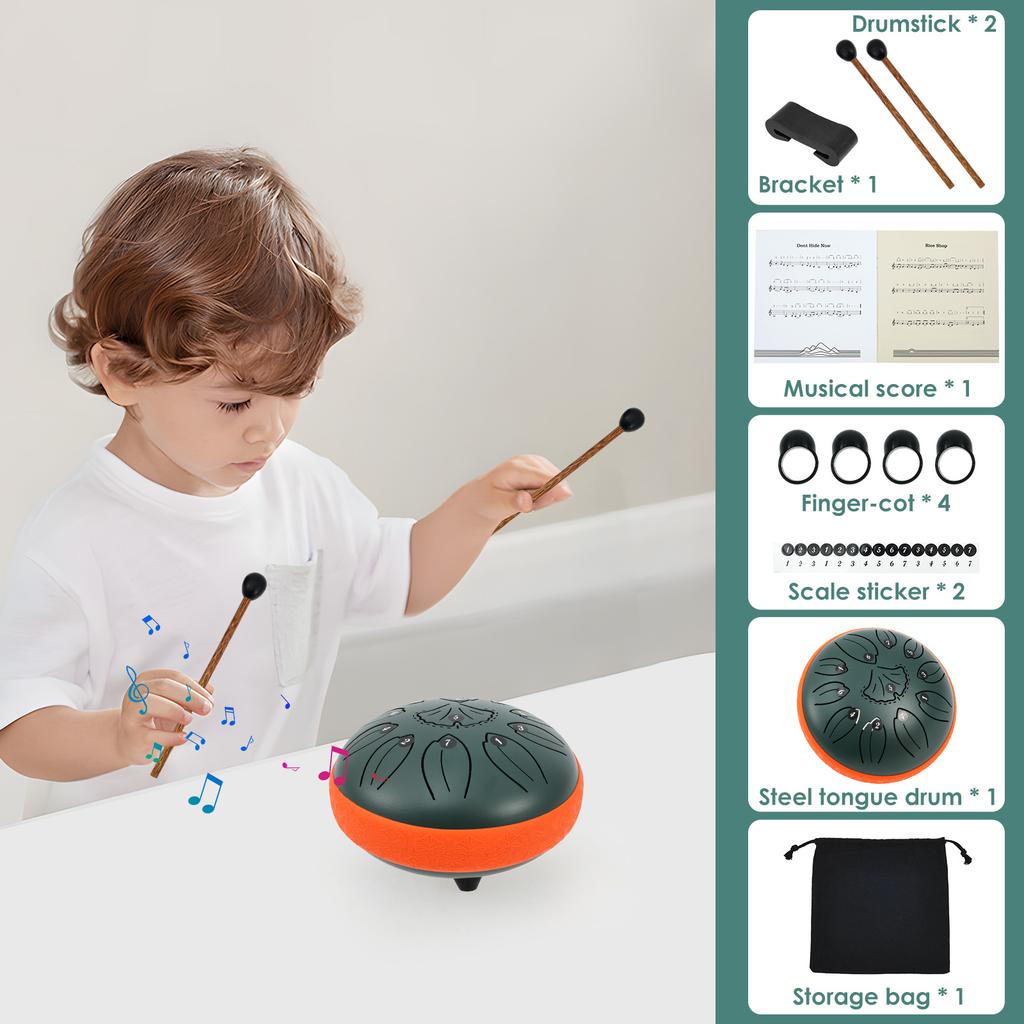 Steel Tongue Drum Portable Rain Drum Hand Pan Drum Percussion Musical Instruments For Yoga Meditation Musical Toy Relief Tool