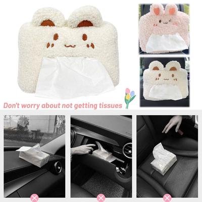 1 pièce Boîte à mouchoirs de voiture dessin animé mignon Porte-serviettes en peluche Support de chambre Accessoires de décoration auto maison Universel Animal Papier Ca S9j8