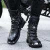 Stivali da Motociclista da Uomo Stivali Western Stivali da Jockey Neri Stile Streetwear Casuale Stivaletti Cool Taglie Forti