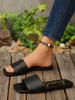 [Foreign Trade] 2025 Summer New Outer Wear Open-toed Black Flat-bottomed Slippers Pad with Letters Sandals Women