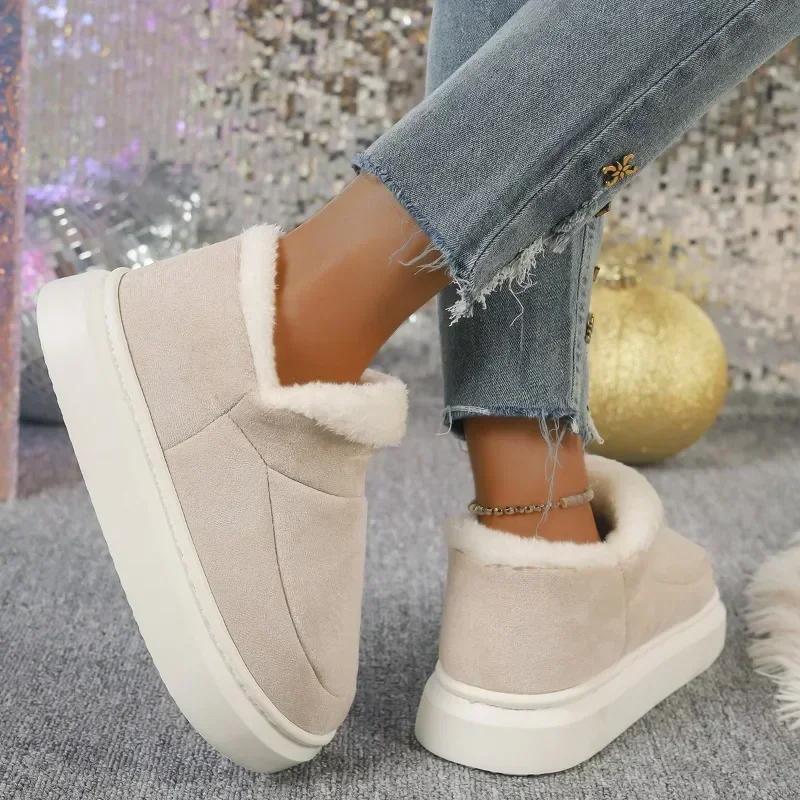 Fashion 2024 Hot Sale Women's Shoes Slip-on Women's Boots Fashion Round Toe Daily Boots Women New Plus Size Short Plush Snow Boots