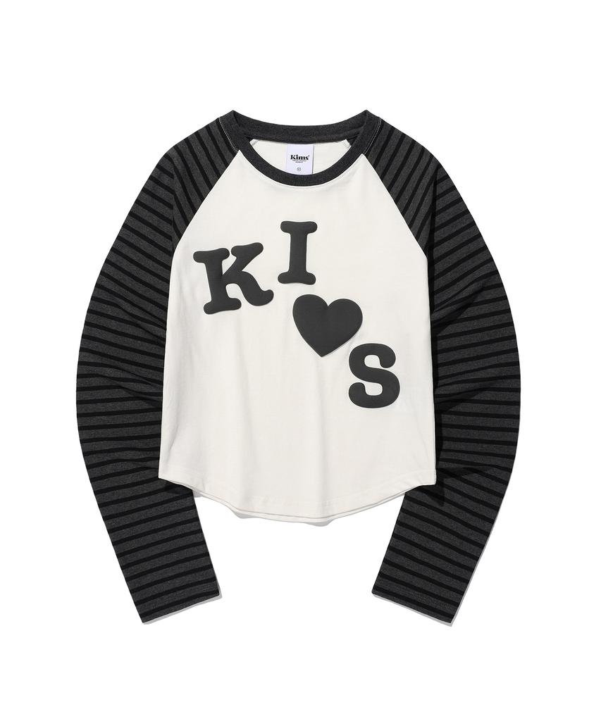 Kimseupeulesikoteunmakes Messi Kiss Raglan Long Sleeve T-Shirt Charcoal (White)