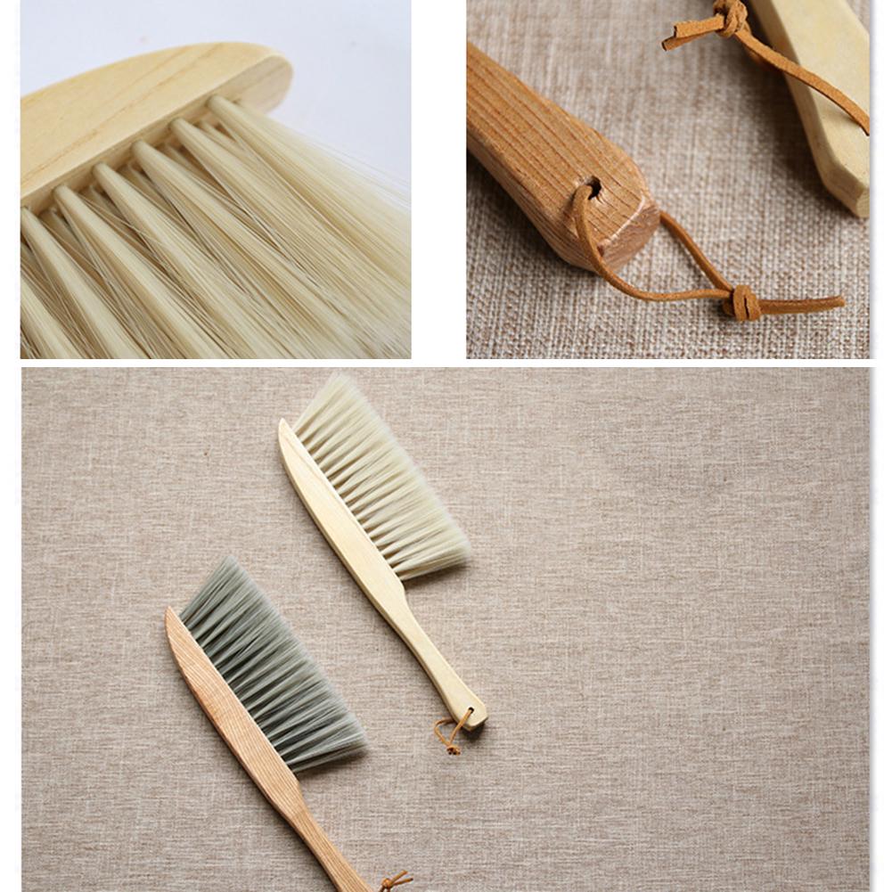 Hand Broom Cleaning Brush Soft Bristle Dusting Brush with Wooden Handle for Car Bed Couch Draft Garden Furniture