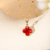 Copper Plated 18K Gold Four-Leaf Clover Necklace with High-End Cubic Zirconia Pendant