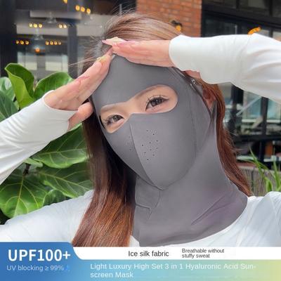 Thin Summer Full-Face Sunscreen Veil Anti UV UPF 50+ Ice Silk Face Cover Breathable Outdoor Neck Wrap Cover Unisex
