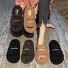 Internet celebrities thick-soled teddy curled wool shoes women's shoes wear new autumn and winter plush one-word cotton slippers