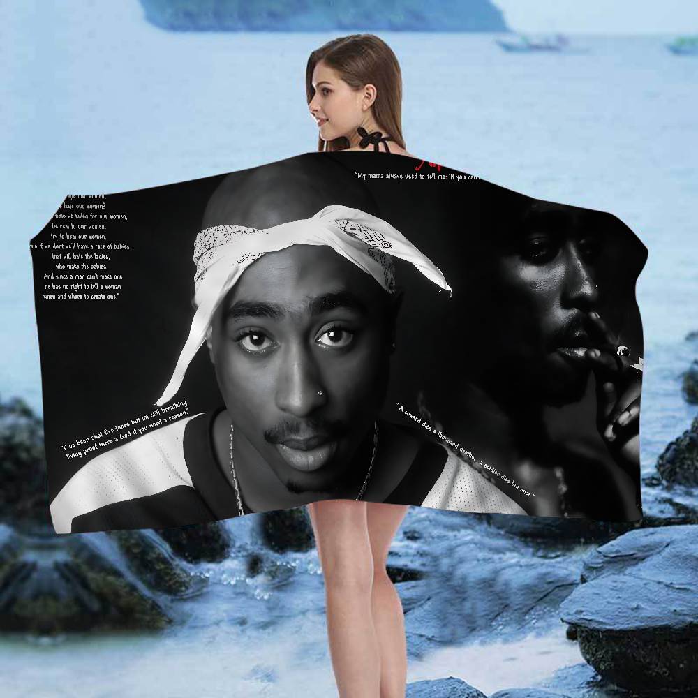 Rapper 2Pac Singer T-Tupacs Microfiber Blanket Quick Drying Beach Towels Oversized Printing Super Absorbent Pool Towel Blanket