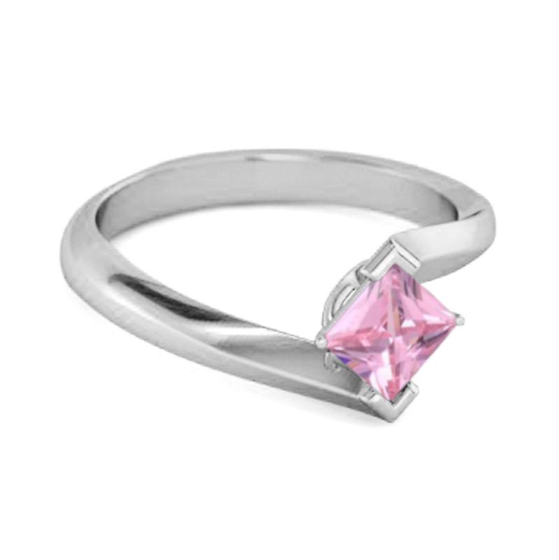 Pink Topaz Sleek Tension-Style Ring - 925 Sterling Silver