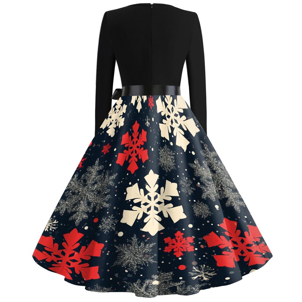 Women's Trendy Casual Long Sleeve Neck Halloween Print Dress
