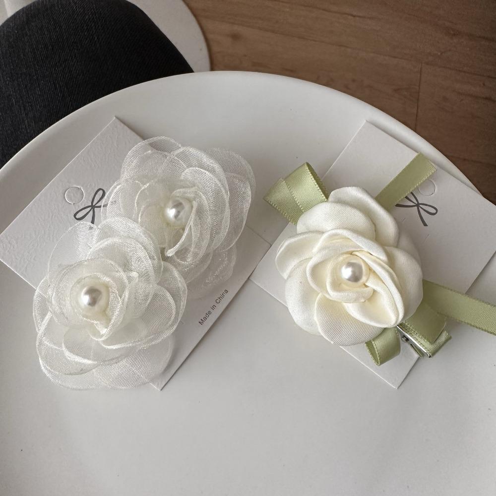 Beautiful Camellia Flower Hair Clips Elegant Cloth Art Flower Metal Alligator Clip Woman's Hair Accessories