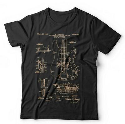 Precision Bass Guitar Tshirt Patent Schematic Unisex and Kids - Music, Electric