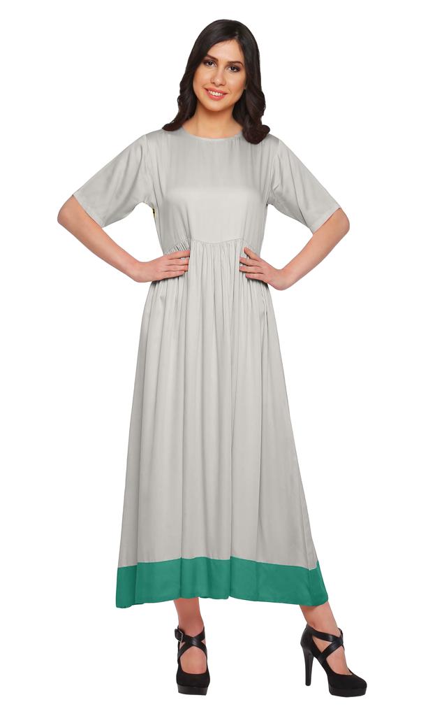 Moomaya Solid Casual Cotton Dress For Women A-Line Long Maxi Kurti Women