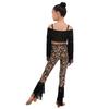 Mädchen Leopardenmuster Quasten Latein Tanz Outfit Langarm Crop Top Träger Verstellbare Hose
