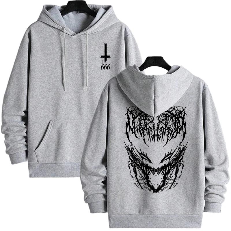 2025 Hot Sale Men's Hooded Sweatshirt Satan 666 Printed Hoodies Autumn Winter Daily Casual Sporty Outwear Male Urban Fashion Top