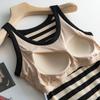Women's Fashion With Chest Pad Striped Short Small Vest Outside Sleeveless Camisole Bottoming Tops