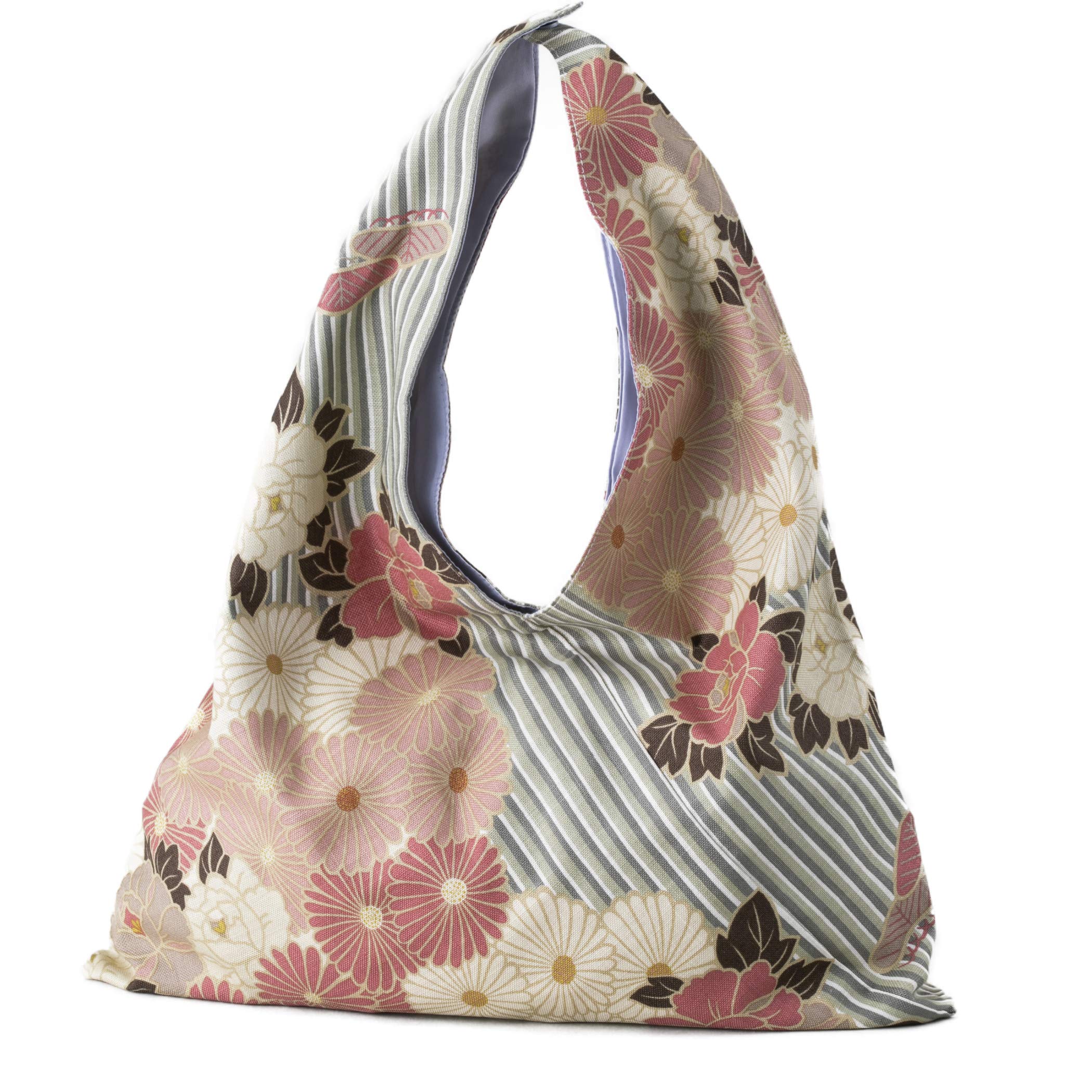 

Japanese Pattern Furoshiki Bag Flower Pink Eco Sub Tote in Clothing Kimono Yukata Respect for the Aged Birthday Gift [Noren] (Higashibukuro/Retro -
