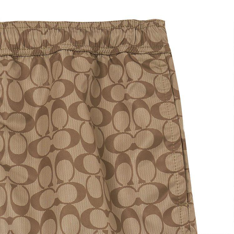 Coach SS23 Men's All-Over Logo Print Drawstring Swim Trunks Khaki CG112-OFZ-