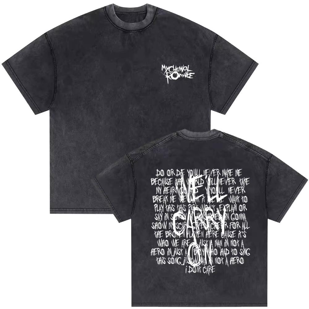 2026 Washed Vintage My Chemical Romance 2007 Tour T Shirt Men Women Parade Punk Emo Rock Band T-shirts Gothic Cotton Oversized T-shirts