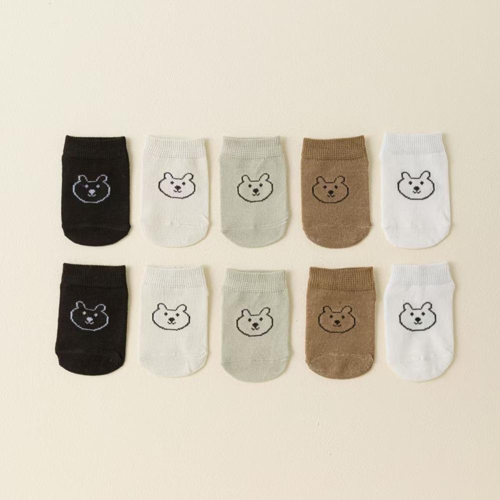10/5 Pairs Kids Socks Trendy New Classic Bear All Season Crew Socks Student Baby Socks Children Mid-Calf Socks