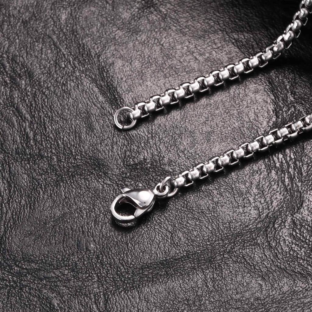 Vnox Stainless Steel Necklaces For Men Women Saint Christopher Elliptical Tag Black Pendant Classic Faith Jewelry Gifts